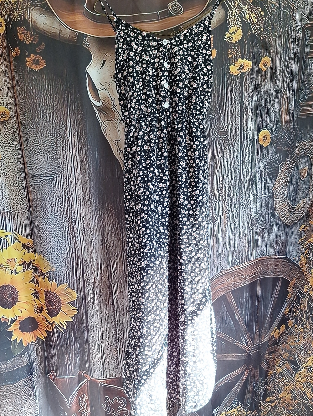 Black Floral Maxi Dress with Spaghetti Straps